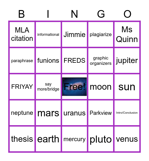 Readers Writers Workshop Bingo Card