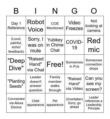 Conference Call Bingo Card