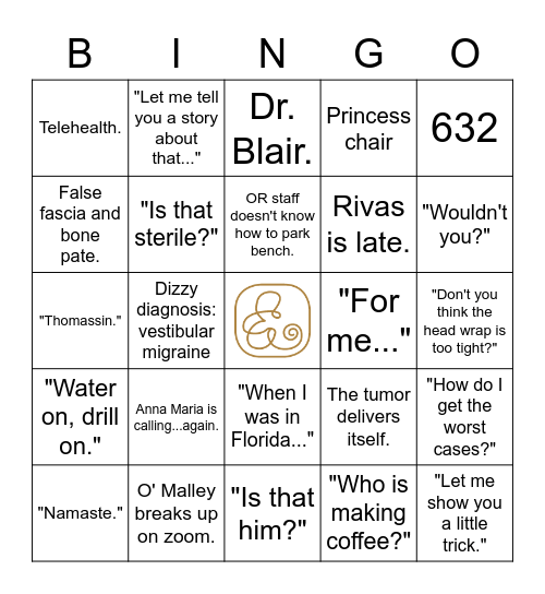 The Otology Group of Vanderbilt Bingo Card