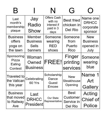 DRHCC Bingo Card