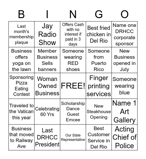 DRHCC Bingo Card