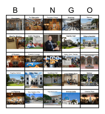 University of San Diego_SSO 2020 Bingo Card