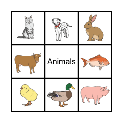 ANIMALS Bingo Card