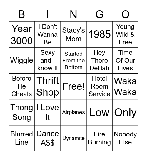 Lanie's Throwback Bingo Card