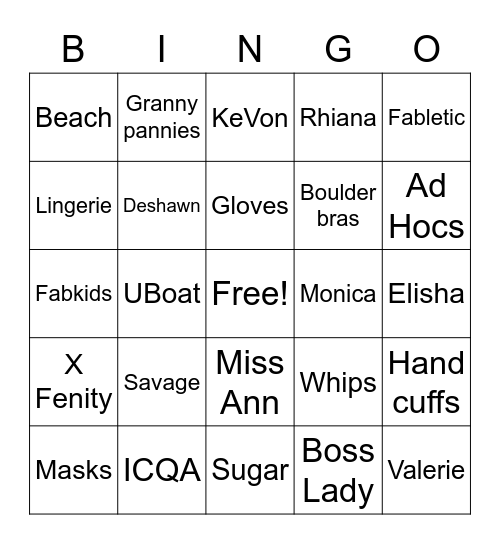 ICQA/Returns Bingo Card