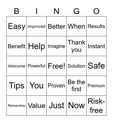 The Power of Words Bingo Card