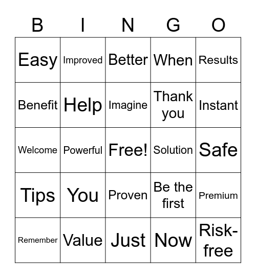 The Power of Words Bingo Card
