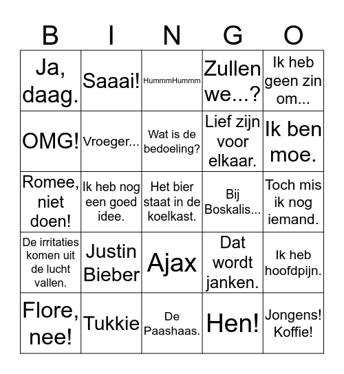 De Bruijn Bingo Card