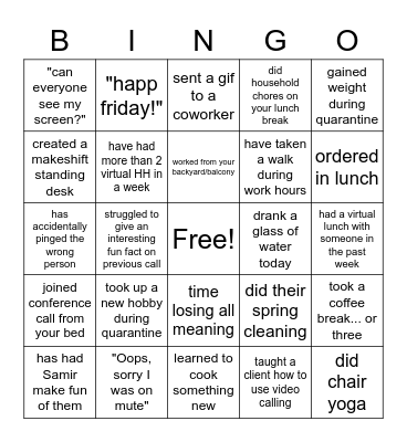 BDAP Team Bingo Card