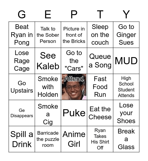 GE Party Bingo Card