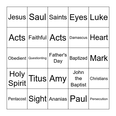 Ananias : God's Servant Bingo Card