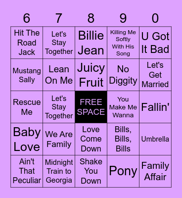 R&B/Soul Bingo Card