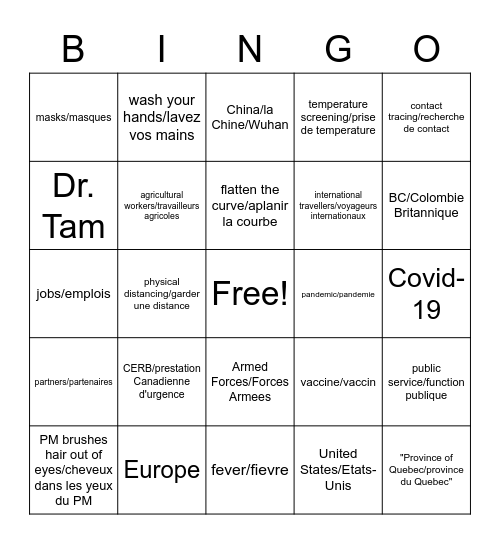 IRCC PM Buzzword Bingo Card