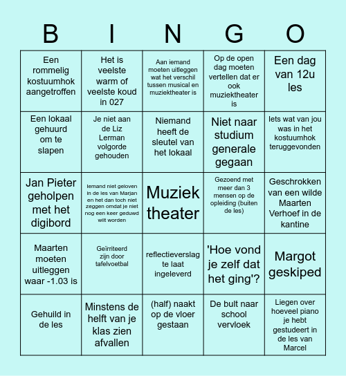 Muziektheater bingo! Bingo Card
