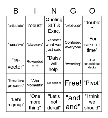 WB Conference Bingo Card