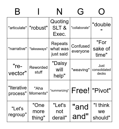 WB Conference Bingo Card