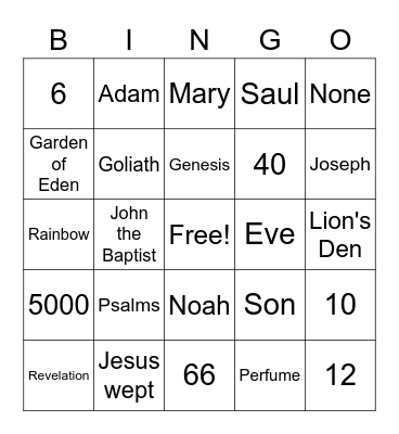 Basic Bible Bingo Card