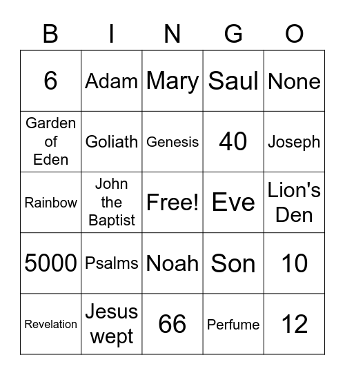 Basic Bible Bingo Card