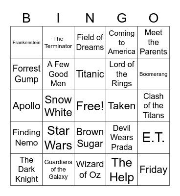 Iconic Movie Line Bingo Card