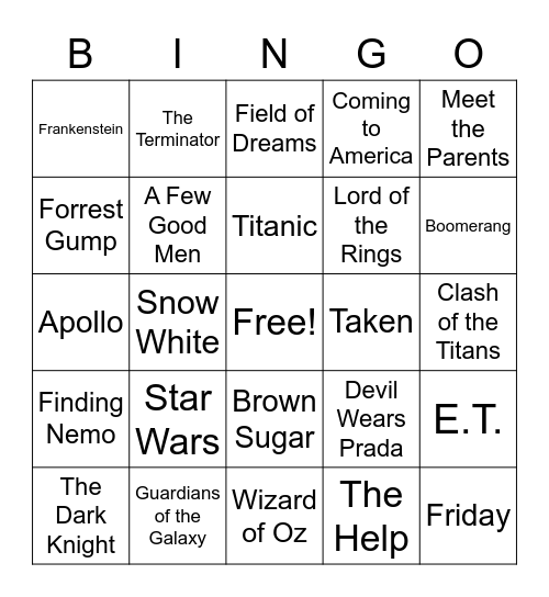 Iconic Movie Line Bingo Card