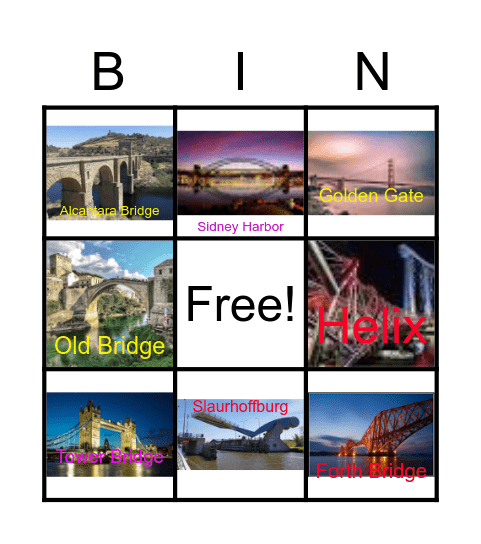 Famous Bridges Bingo Card
