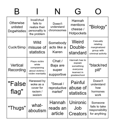 Such Chud Bingo Card