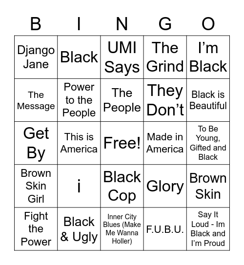 All BLACK Everything Bingo Card