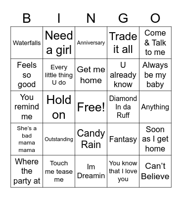 Groove Mix Bingo Card