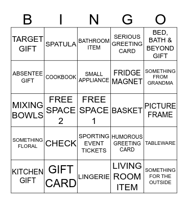KELSEY'S BRIDAL BINGO Card