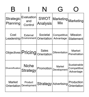 Marketing Bingo Card