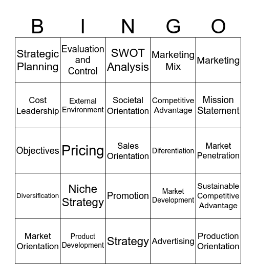 Marketing Bingo Card