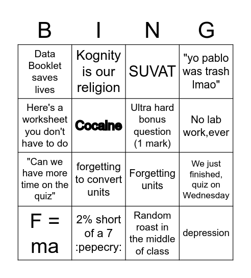 KM Chan Bingo Card