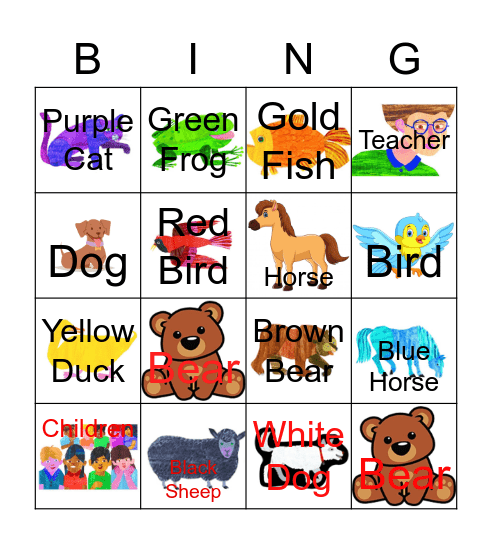 Brown Bear What do you see? Bingo Card