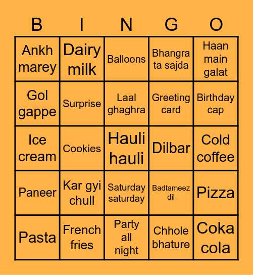 Happy Birthday Palak Bingo Card