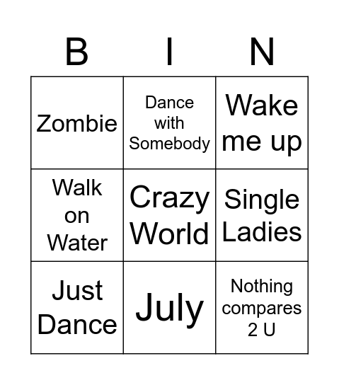 Michelle's HEN Music Bingo! Bingo Card