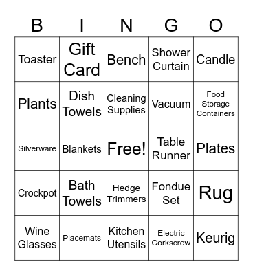 Bridal Bingo Card