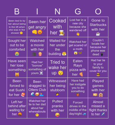SHAZU’S BIRTHDAY Bingo Card