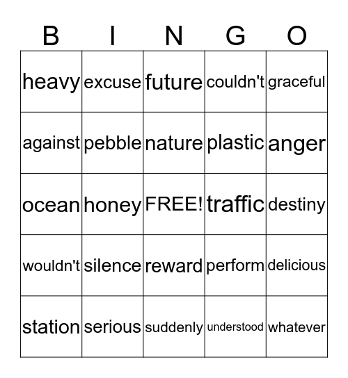 Sight Words Bingo Card