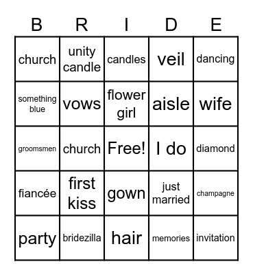 Bridal Shower Bingo Card
