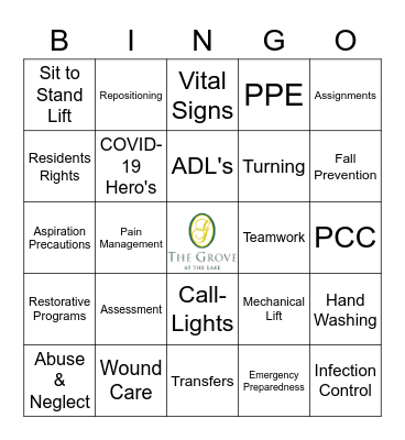 National C.N.A. Week Bingo Card