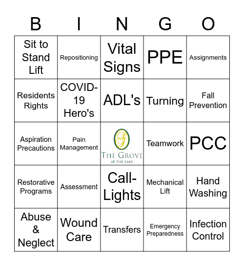 National C.N.A. Week Bingo Card