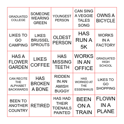 Meat 'n' Greet Bingo Card