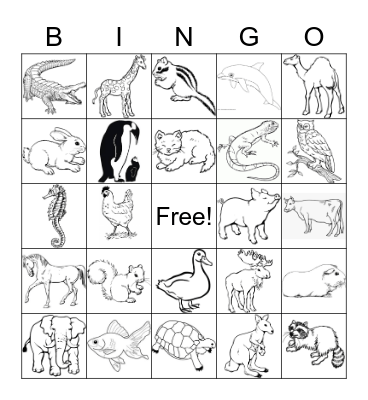 Animal Bingo Card
