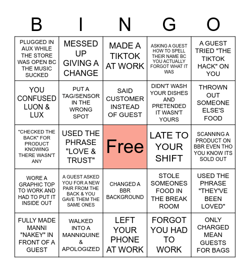 LEMON HEADS Bingo Card