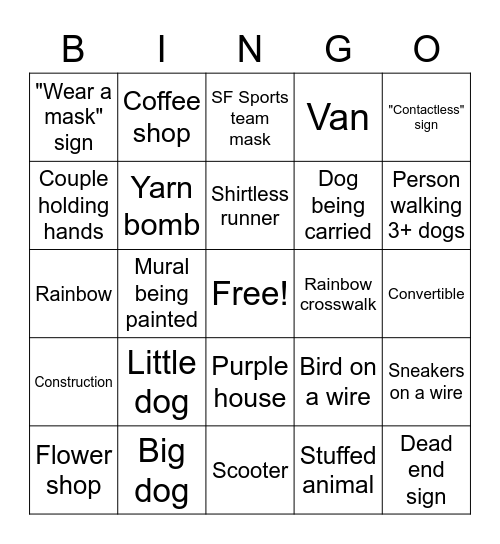 Take me down to Bingotown Bingo Card