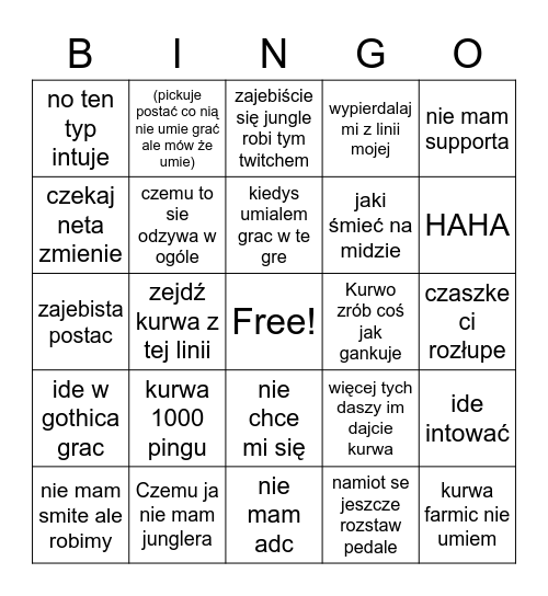 Premade z DiavolikPl bingo Card