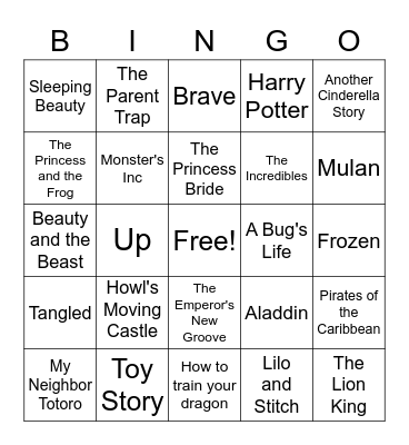 Movie Bingo Card