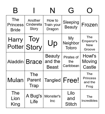 Movie Bingo Card