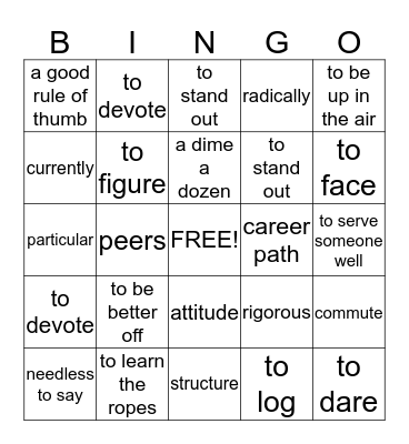 Unit 7 (with idioms) Bingo Card