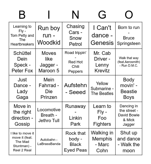 Bewegung ist alles Bingo Card